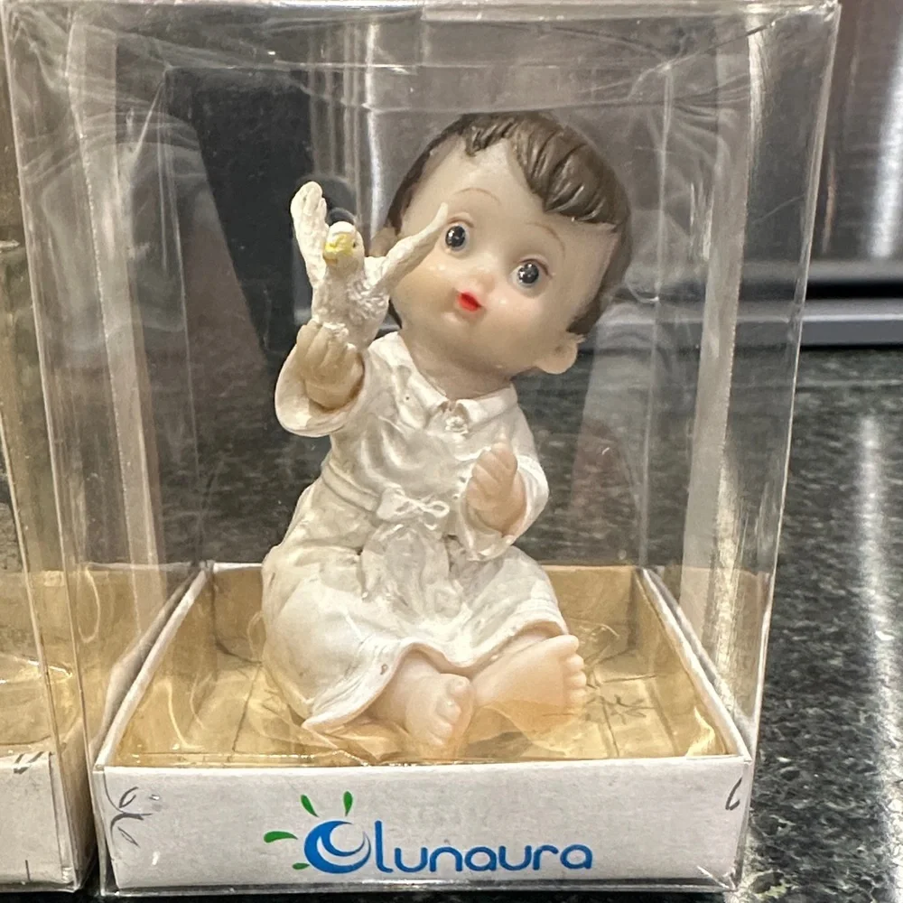 Lunouro baby shower favors religious Angel Figurine Set two